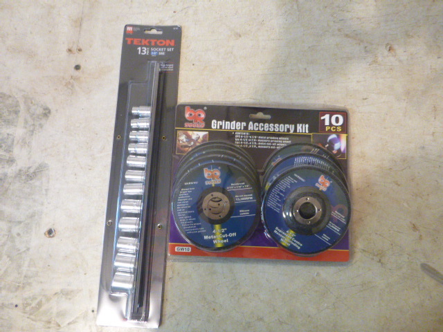 lot 40 image: BR Tools Grinder Accessory Kit and Tekton Socket Set