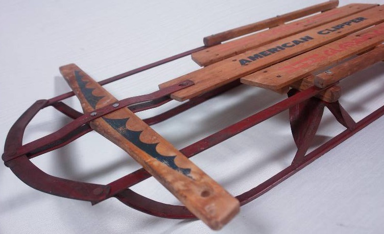 lot 1 image: Wood Sled with Steel Runners