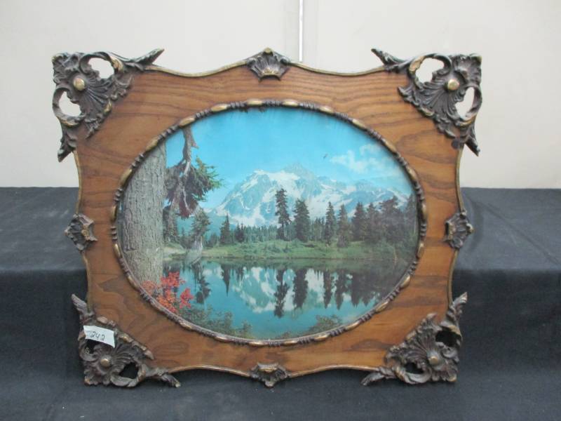 lot 54 image: Mountain View Picture in antique frame