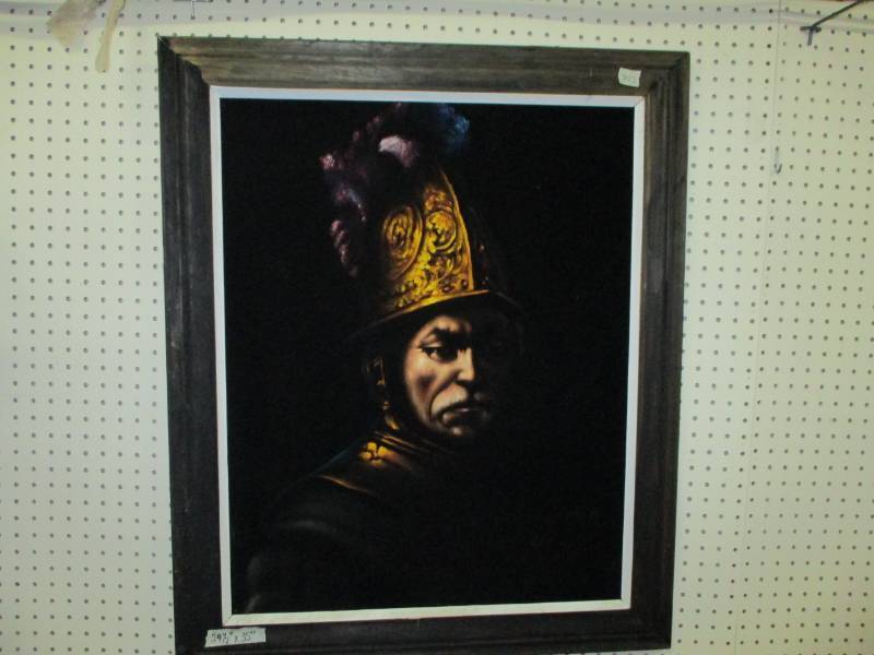lot 62 image: Unique Large Oil Paint Felt Picture with Frame