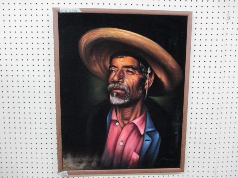 lot 63 image: Unique Large Oil Paint Felt Picture with Frame