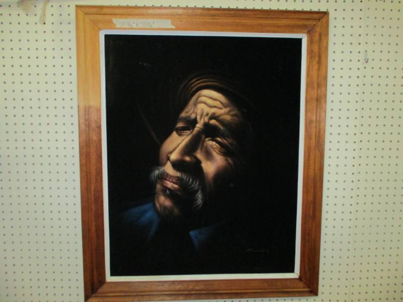 lot 64 image: Unique Large Oil Paint Felt Picture with Frame
