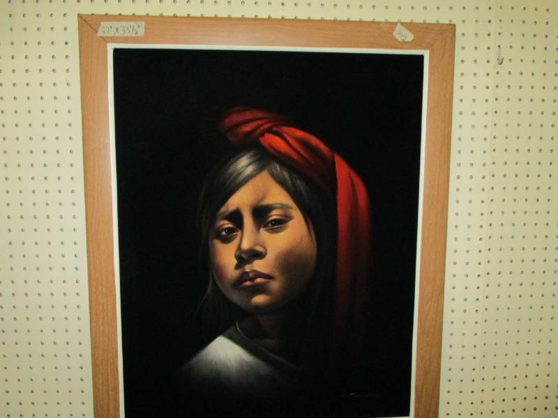lot 65 image: Unique Large Oil Paint Felt Picture with Frame