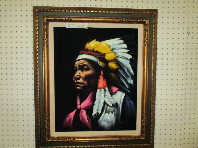 lot 67 image: Unique Large Oil Paint Felt Picture with Frame