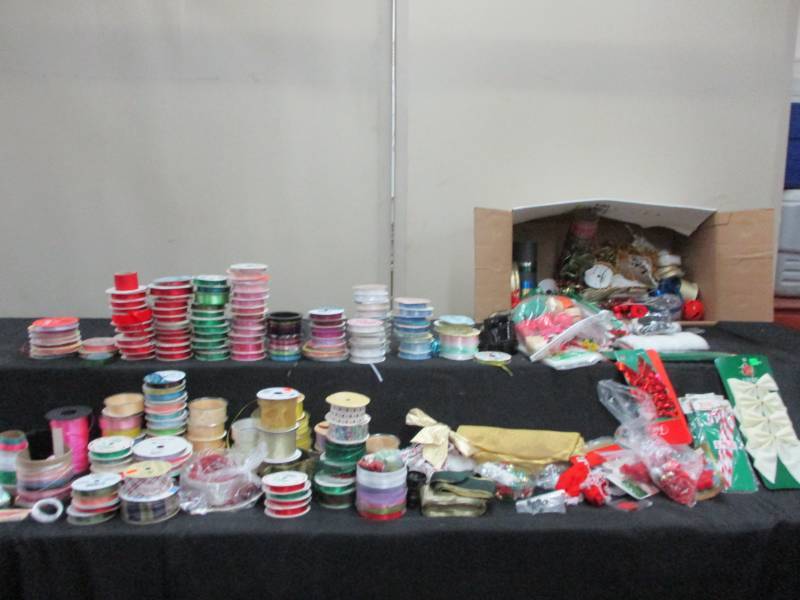 lot 103 image: Lots of ribbon and craft items