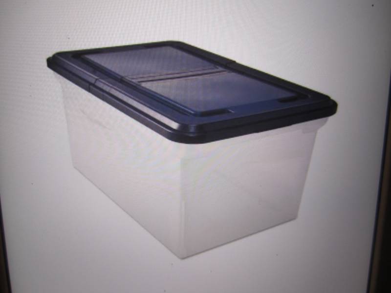 lot 67 image: 23 File Tote with Hinged Lid Clear...