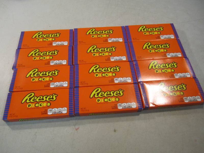 lot 93 image: 12 Boxes of Reeses Pieces Best by A...