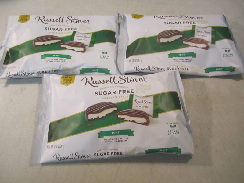 lot 102 image: 3 Bags of Russell Stover Mint Patti...