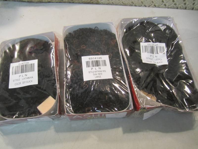 lot 221 image: Lot of 3 Ashro Wigs Retail $59.95 -...