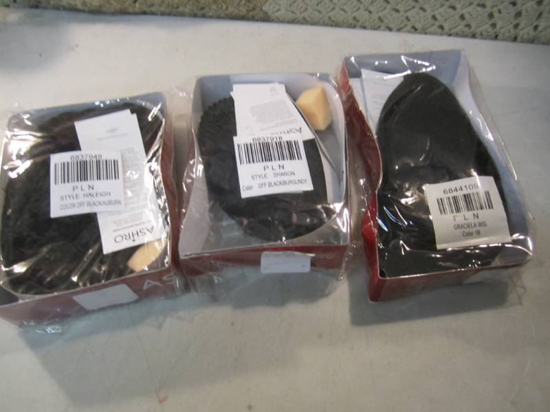 lot 223 image: Lot of 3 Ashro Wigs Retail $39.99 -...