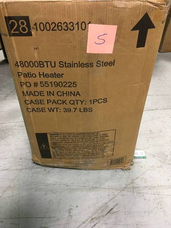 lot 5 image: 48000 BTU Stainless Steel Patio Heater