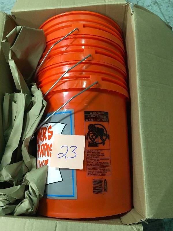 lot 23 image: HOME DEPOT 5 Gal. Homer Bucket  LOT OF 3