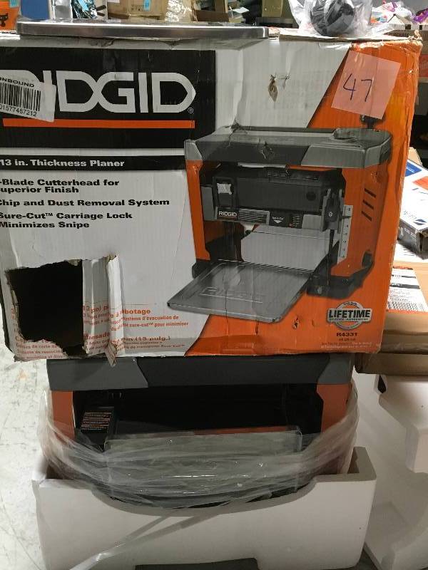 lot 47 image: Ridgid  13 in. Thickness Corded Planer  In good condition
