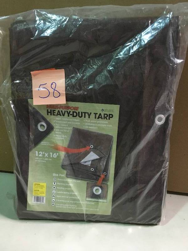 lot 58 image: 12 ft. x 16 ft. Heavy-Duty BrownSilver Reversible Poly 10 mil Tarp