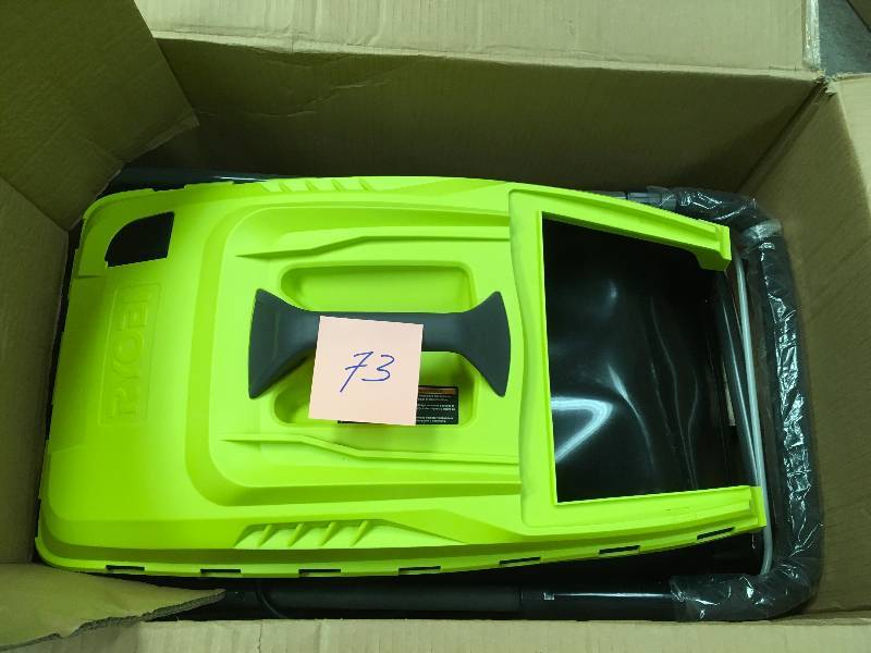 lot 73 image: Ryobi 16 in. 13 Amp Corded Electric Walk Behind Push Mower  In good condition.