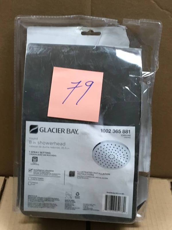 lot 79 image: Glacier Bay 1-Spray 8 in. Rain Can Showerhead in Chrome