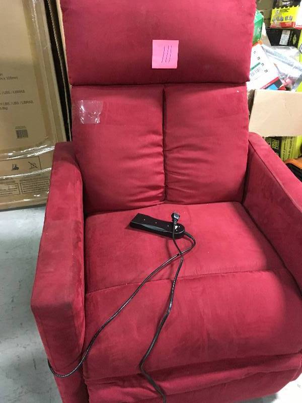 lot 111 image: ProLounger Crimson Red Microfiber Power Lift Chair Recliner