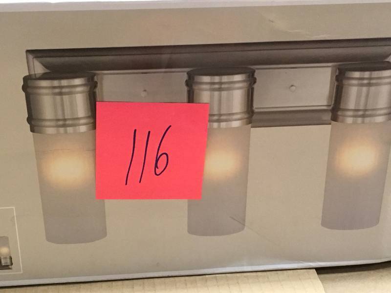 lot 116 image: 3-Light Brushed Nickel Wall Vanity Fixture