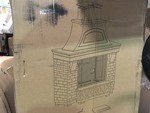 lot 32 image: Jasper 72 in. Steel and Faux Stack Stone Outdoor Fire Place never used Retails for $1200