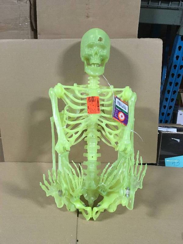 lot 122 image: Home Accents Holiday 60 in. Glow-in-the-Dark Poseable Skeleton in good conditions