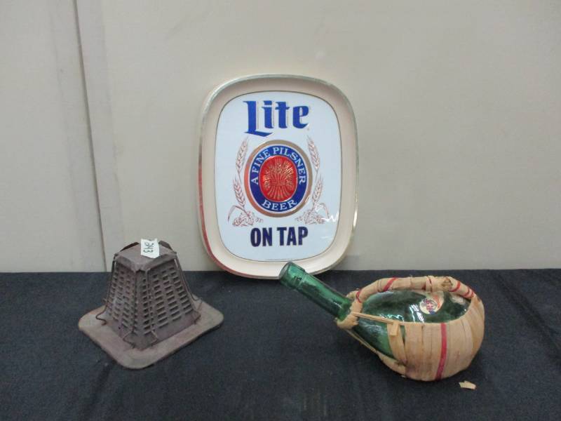 Wine, Lite On-Tap, Miller light Sign, antique Toaster