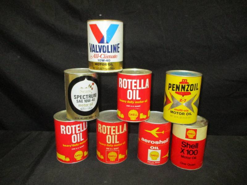 8 Full Paper Oil Containers, Shell, Hens, Sears oils