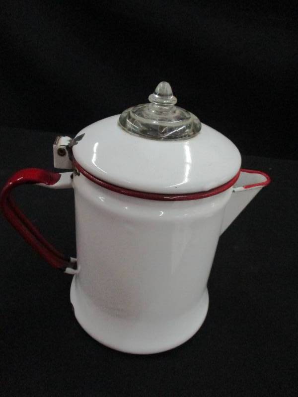 8 Red Enamel Coffee Pot