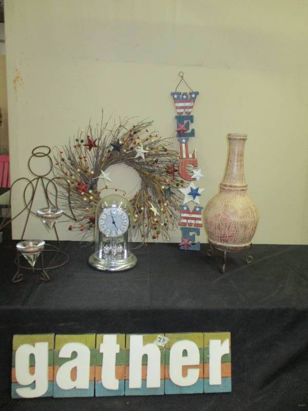 Patriotic Decorations, Annoiversary Clost, Clay Candle holders and more