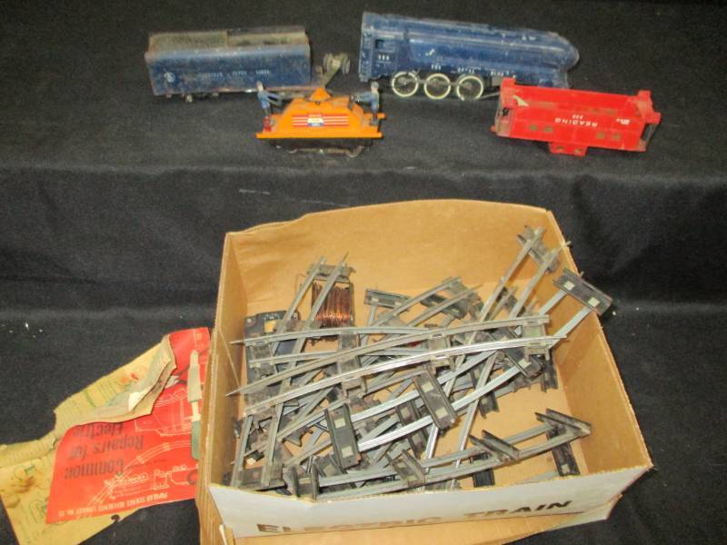 Metal train cars and track