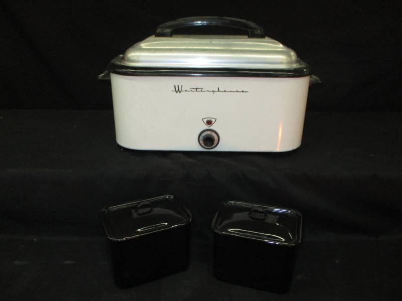 Large Westinghouse Roaster and enamal pans with covers