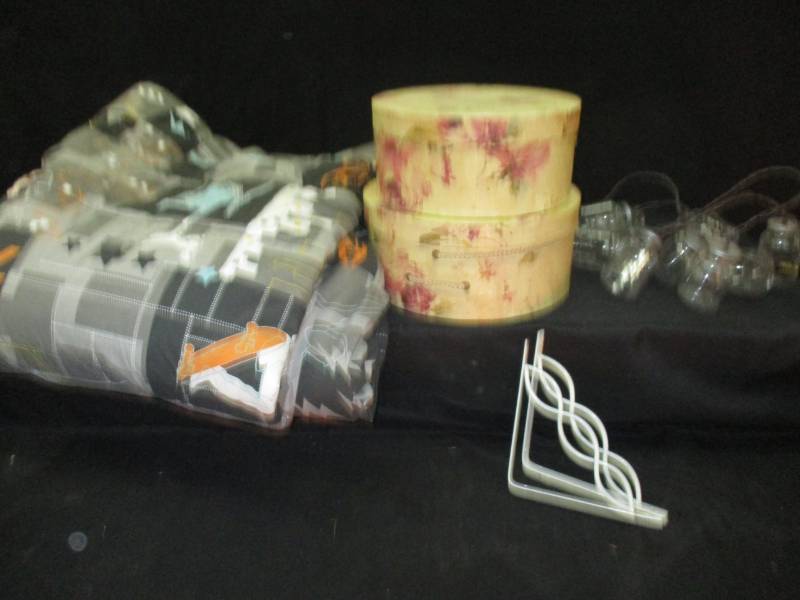 Bedspread, Storage Boxes, Jar Lights and brackets