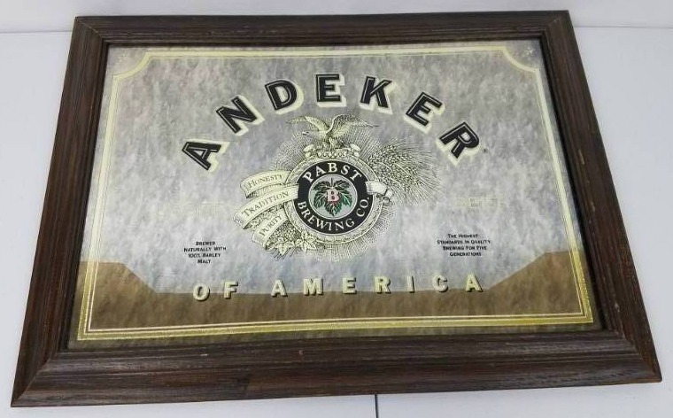 Pabst Brewing Company Andeker Lager Beer of America sign & Mirror