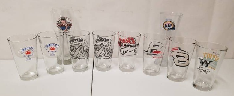 Lot of 10 Beer Glasss NASCAR & others