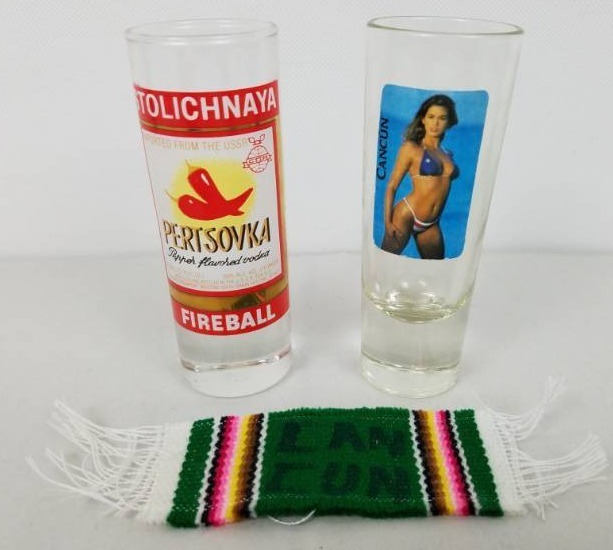 Fireball Stolichnaya & Cancun Shot Glasses