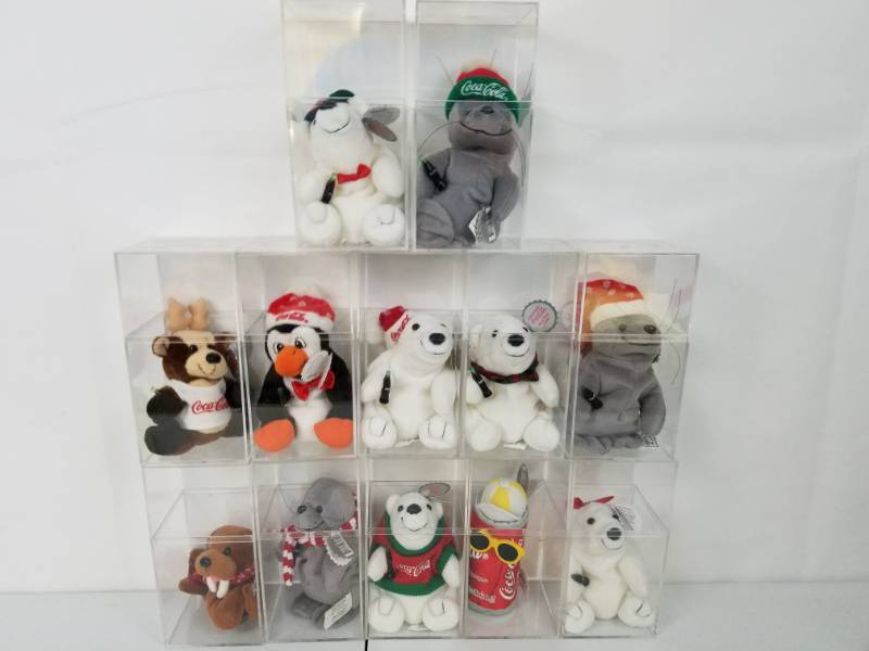 12 Coca-Cola Bean Bag Plush Holiday Collectibles
