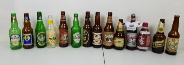 Lot of 12 Collectible Imported & American Beer Bottles