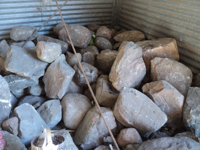 lot 1 image: pile of landscape rocks...