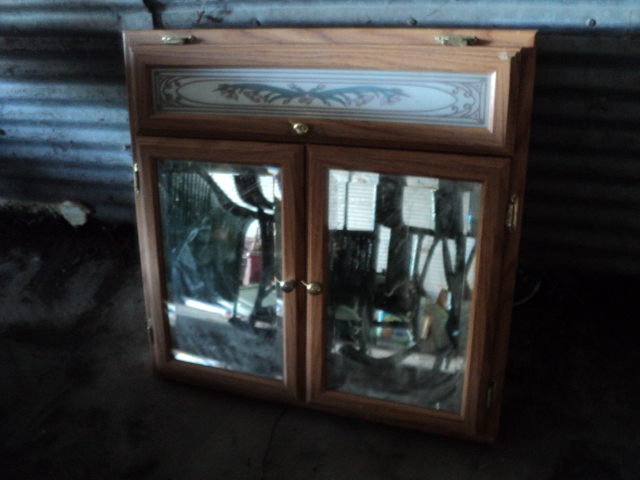 lot 77 image: wood medicine cabinet 31x32x6...