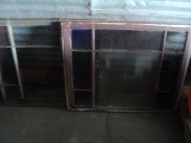 lot 85 image: 2 vintage windows with colored gla...