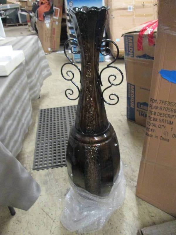 lot 158 image: Grande Metal Floor Vase open box Re...