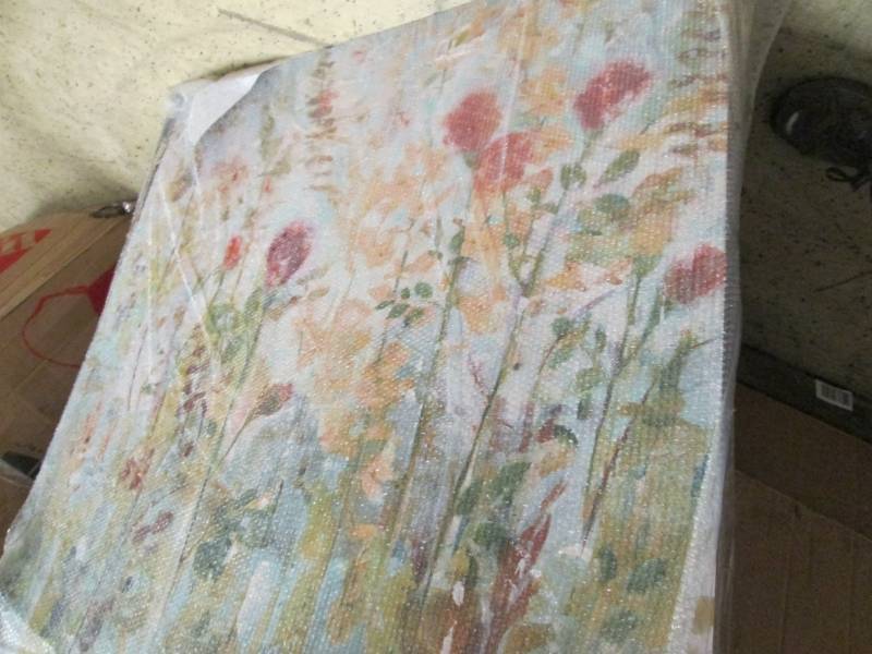 lot 202 image: 40 inch Floral Wall Art- broken fra...