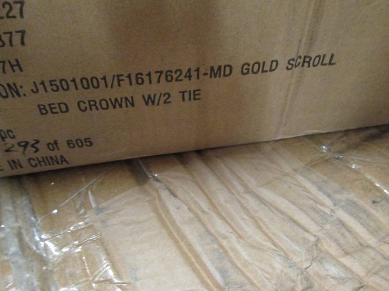 lot 251 image: Gold Scroll Bed Crown with Tiebacks...