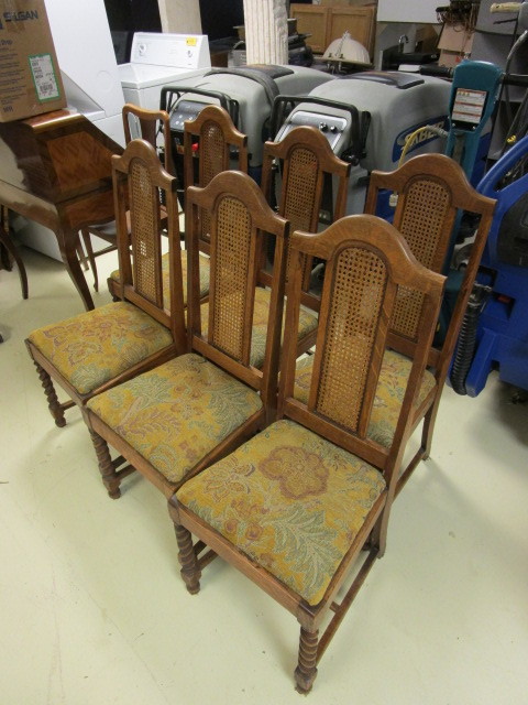6 CUSTOM MADE WOODEN UPHOLSTERED CHAIRS