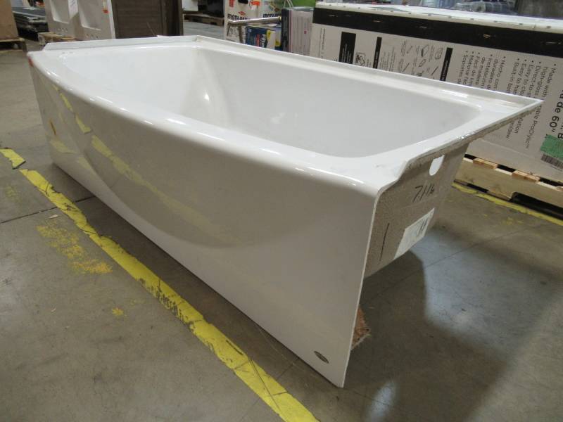 lot 95 image: American Standard Ovation 5 ft. Right Drain Bathtub in Arctic White - Hole in Bottom of Tub.