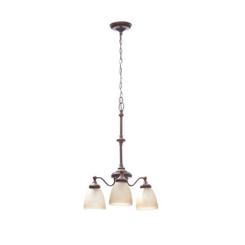 lot 46 image: Hampton Bay Bristol 3-Light Nutmeg Bronze Reversible Chandelier with Tea-Stained Glass Shades