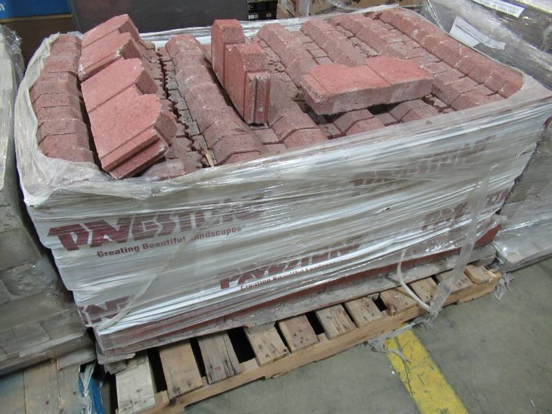 lot 13 image: 12 in. x 2 in. x 5.25 in. River Red Straight Picket Concrete Edger. Approximately 220 Pieces.