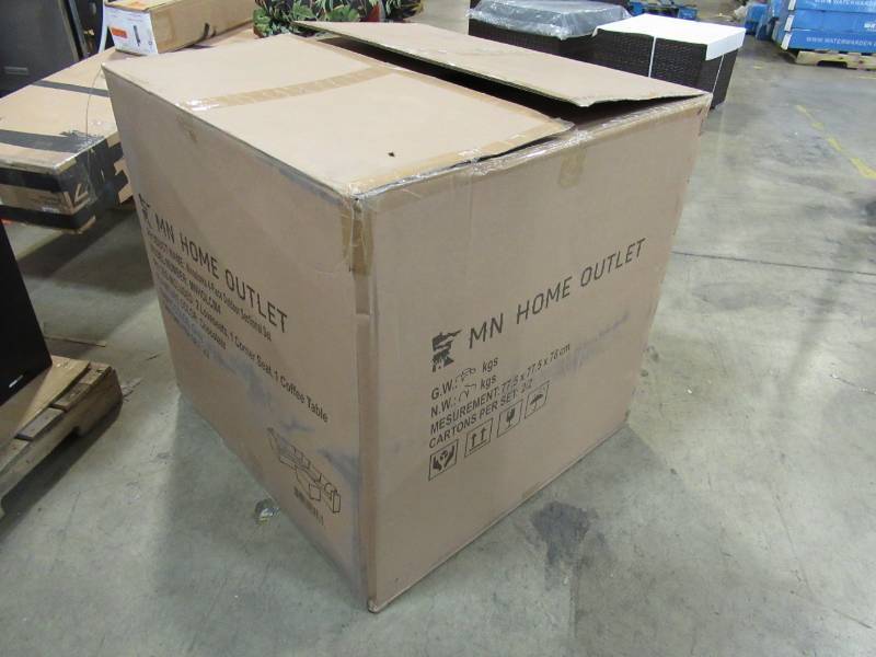lot 70 image: LAGO Collection Minnetonka Corner Seat and Coffee Table with Cushions.