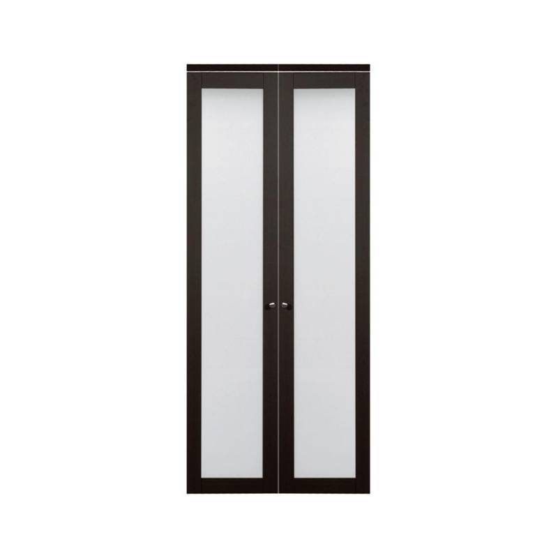 lot 58 image: Truporte 36 in. x 80 in. 3030 Series 1-Lite Tempered Mirror Glass Composite Espresso Interior Closet Bi-Fold Door