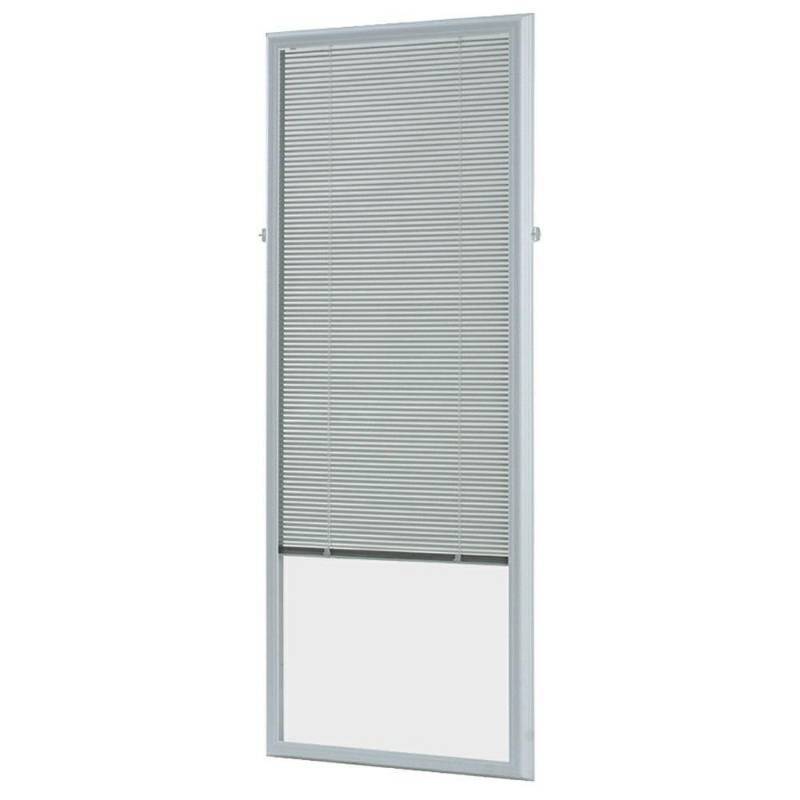lot 59 image: ODL White Cordless Add On Enclosed Aluminum Blinds with 12 in. Slats, for 22 in. Wide x 64 in. Length Door Windows
