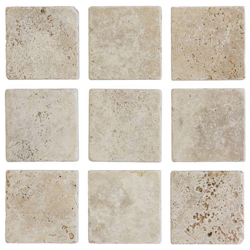 lot 105 image: Jeffrey Court 4 in. x 4 in. Light Travertine Tumbled Wall Tile (14 Cases, 45 Tiles per case)